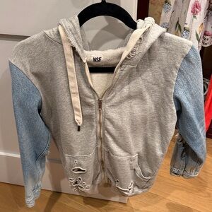 NDF denim and grey sweatshirt size small